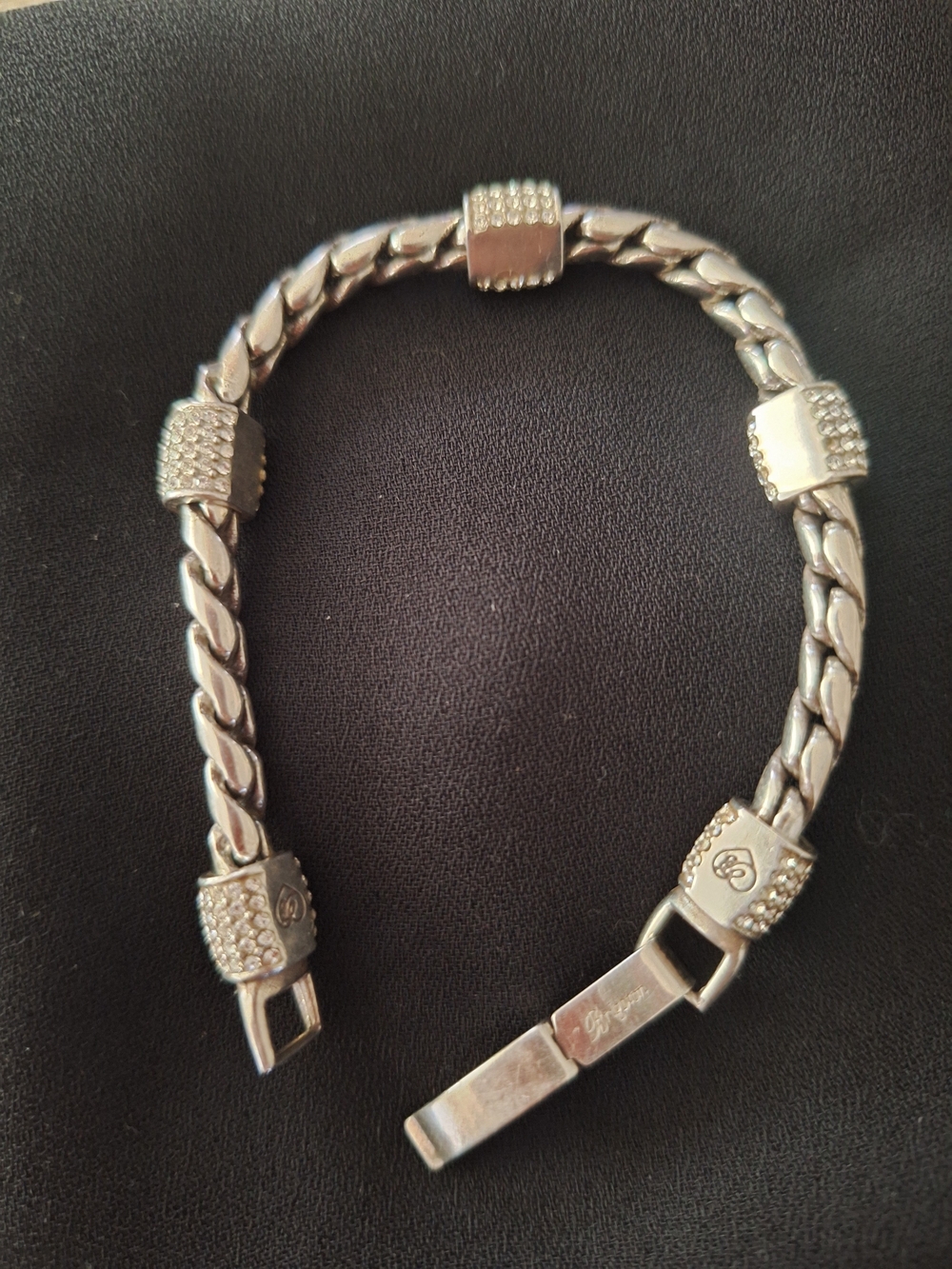 Brighton Silver Braided Bracelet with Pave Cube Accents